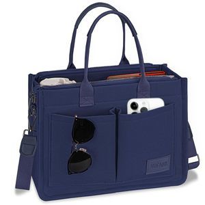 XL Dark Blue Structured Canvas Tote